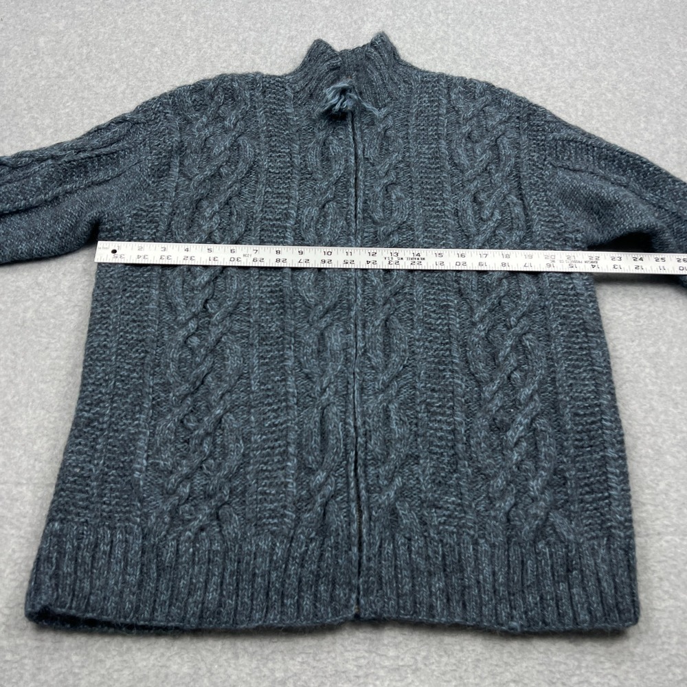 Jones New York Cardigan Women's Large Blue Alpaca Chunky Cable Knit Zip Sweater - Picture 6 of 11